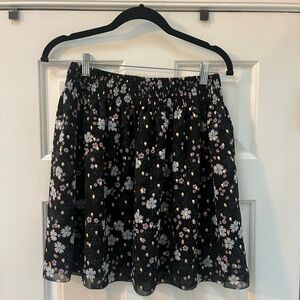 LOFT Floral Navy Smocked Skirt